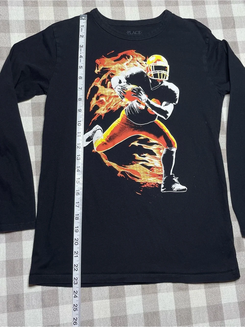 Black Long-Sleeve Football Graphic Tee